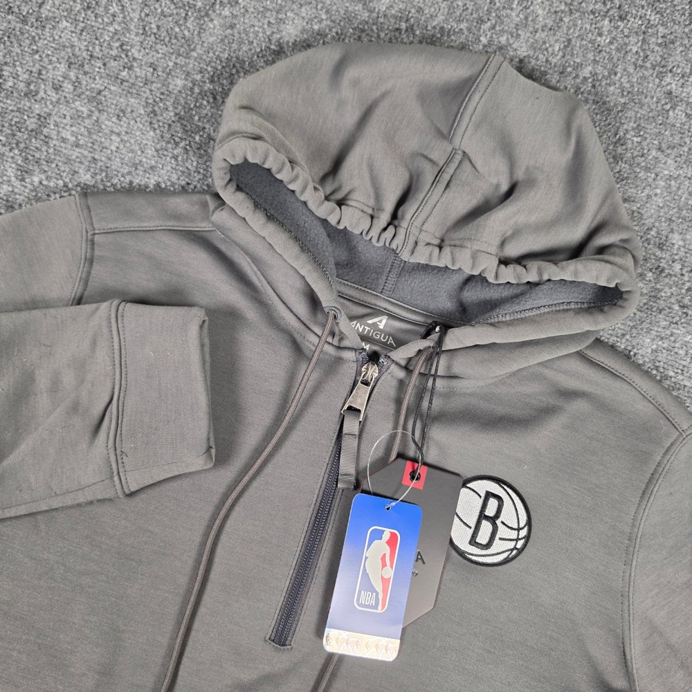 Brooklyn Nets Antigua Hoodie Women M Gray NBA Quarter Zip Pullover 105397 NWT